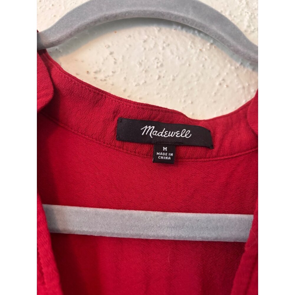Madewell Bicoastal Tunic Dress Crimson Red Womens Oversized Relaxed Style M - Picture 4 of 9